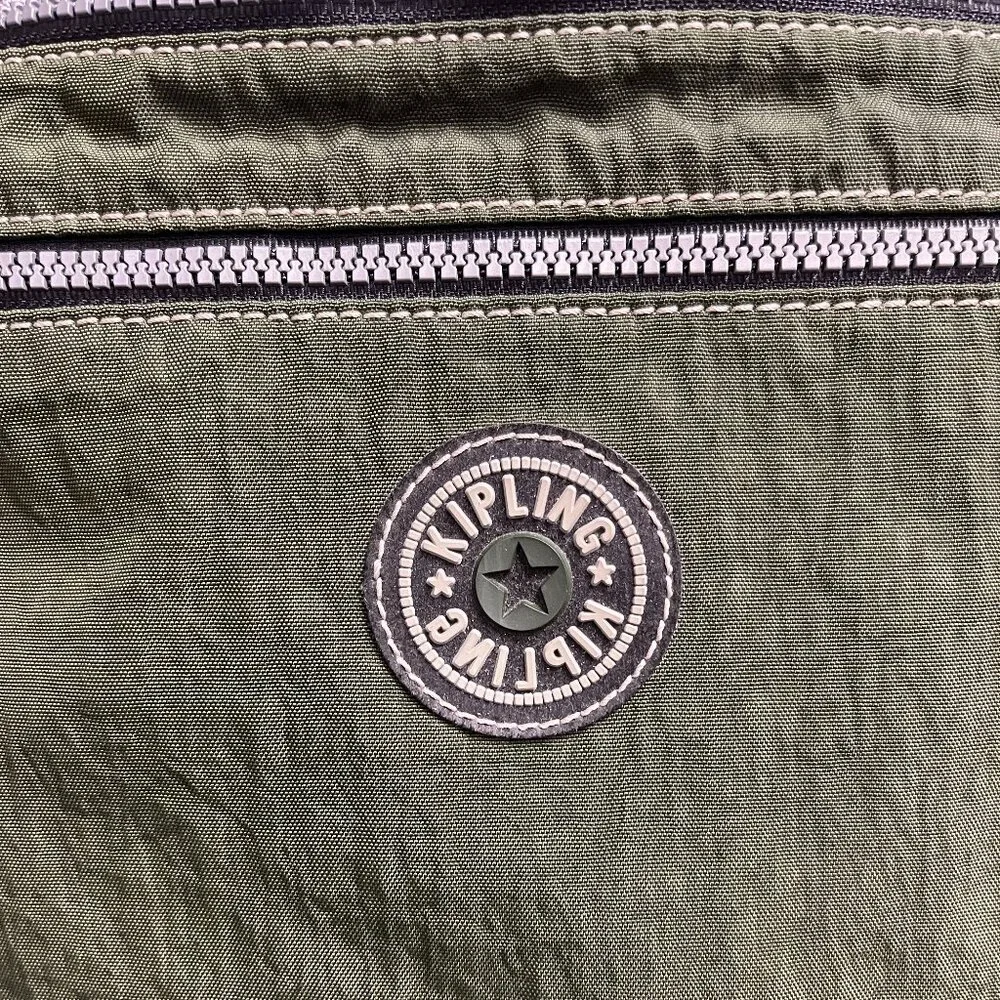 Kipling Army green zip bag tote zipper
